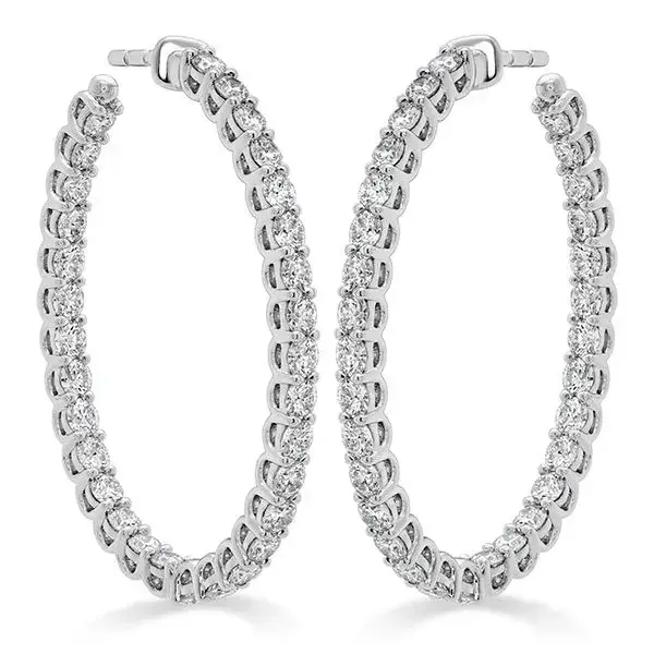 Signature 2.61-2.71ct Diamond Oval Hoop Earrings in 18K White Gold