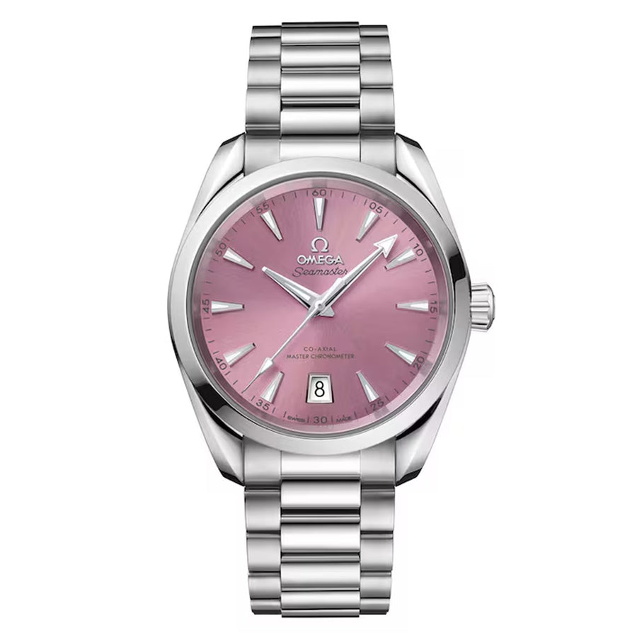 38mm Seamaster Aqua Terra Shades Watch with Shell Pink Dial in Stainless Steel, Bracelet