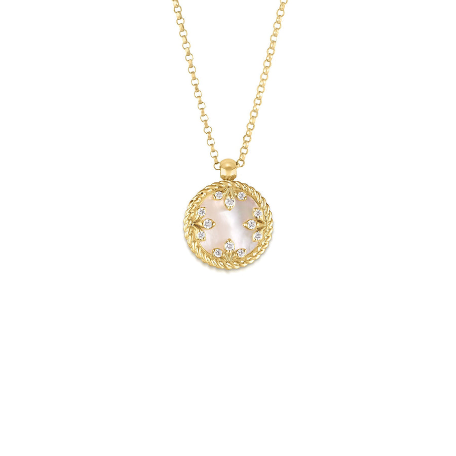 Venetian 2.00ct Mother of Pearl and 0.05ct Diamond Pendant in 18K Yellow Gold, 17" chain