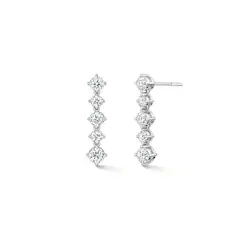 Cascade 1.41ct Diamond Alternating Drop Earrings in 18K White Gold