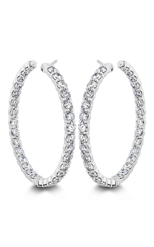 4.90-5.13ct Diamond 35mm Petite Prong Round Hoop Earrings in 18K White Gold