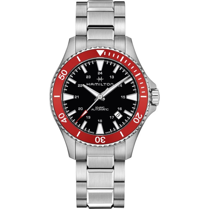 40mm Khaki Navy Scuba Automatic Watch with Black Dial in Stainless Steel, Bracelet