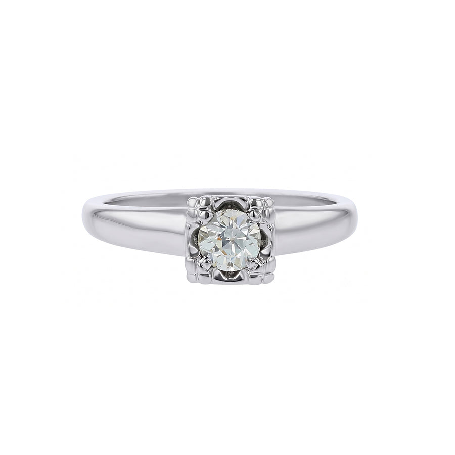 0.30ct Old European Cut Diamond Solitaire Ring in 14K White Gold, size 5.75
