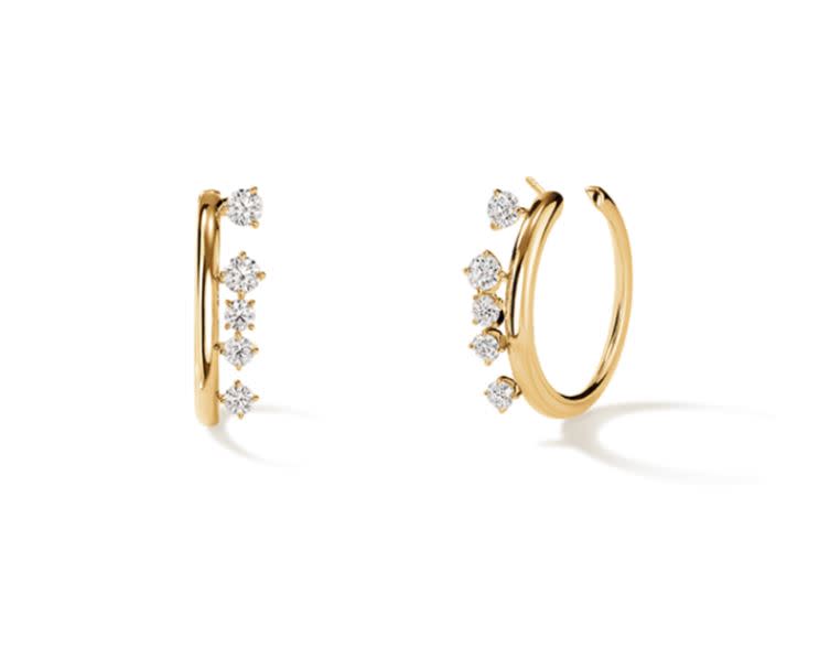 Barre 1.36-1.65ct Diamond Mini Hoop Earrings in 18K Yellow Gold