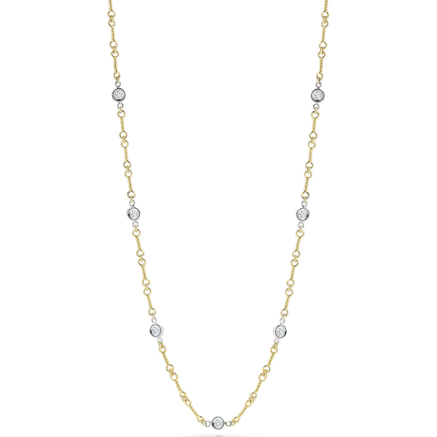 Diamond by the Inch 0.28ct Dog Bone Station Necklace in 18K Yellow and White Gold, 18"