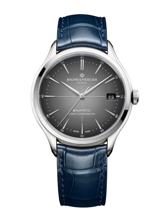 40mm Clifton Automatic Watch with Grey Dial in Stainless Steel, Strap