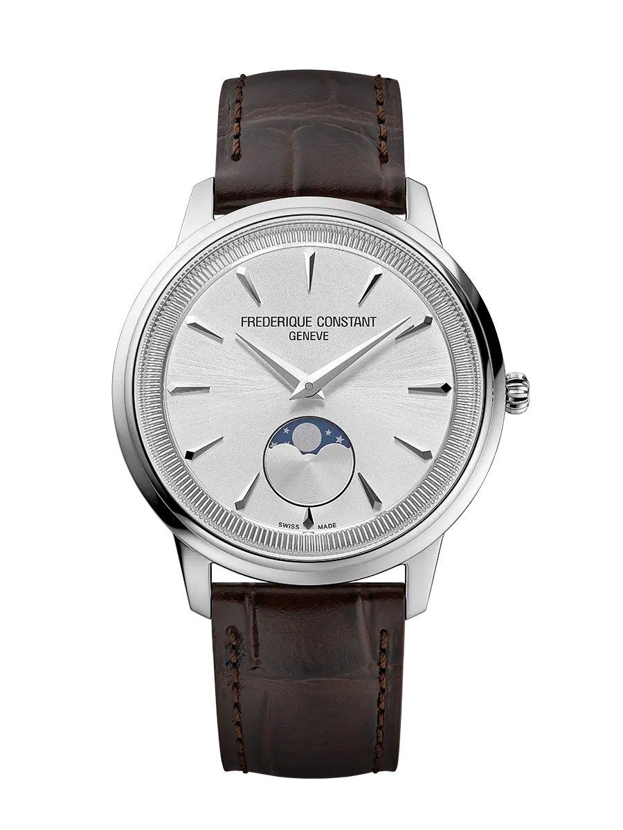 37mm Classics Moneta Moonphase Watch with Silver Dial in Stainless Steel, Strap