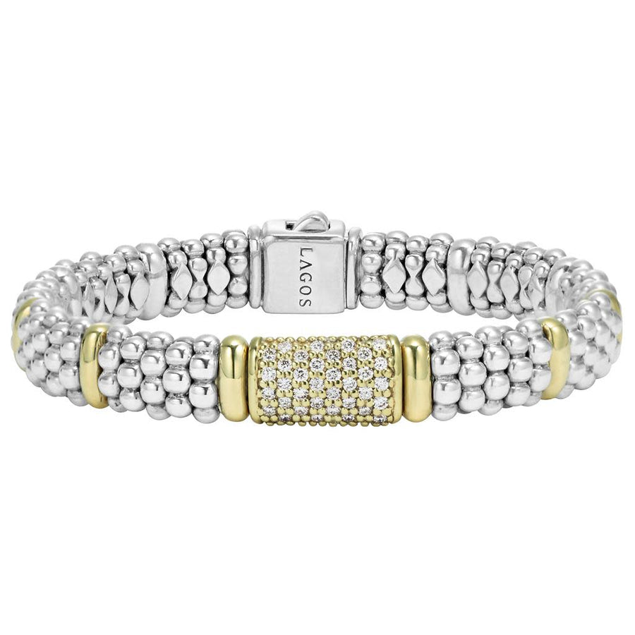 Signature Caviar 0.72ct Diamond Bracelet in 18K Yellow Gold and Sterling Silver, size 7