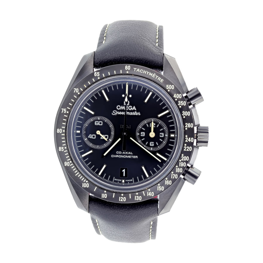 44mm Omega Speedmaster Dark Side of the Moon Watch with Black Dial in Ceramic, Strap
