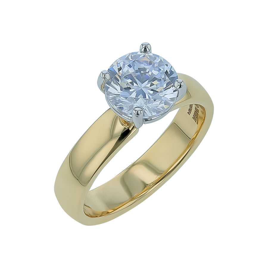 Modern Classic Solitaire Ring Semi Mount in 18K Yellow Gold and Platinum, Size 6