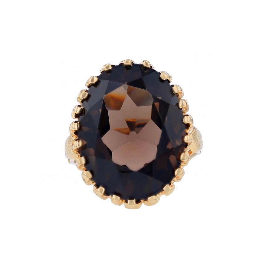 Oval Brown Citrine Ring in 14K Yellow Gold size 6.25