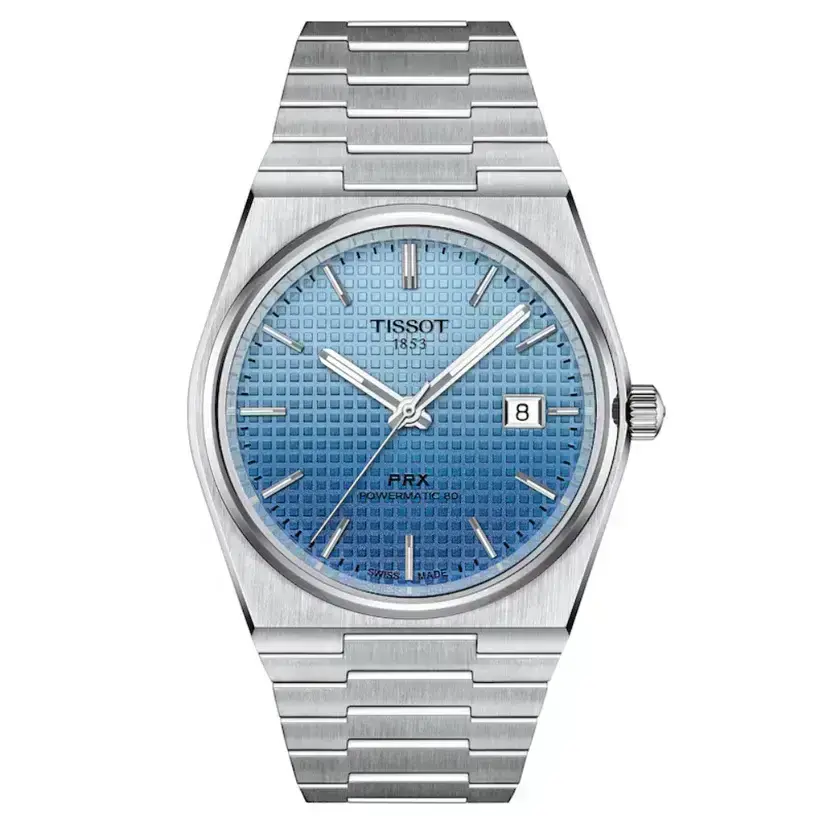 40mm PRX Powermatic 80 Watch with Light Blue Dial in Stainless Steel, Bracelet