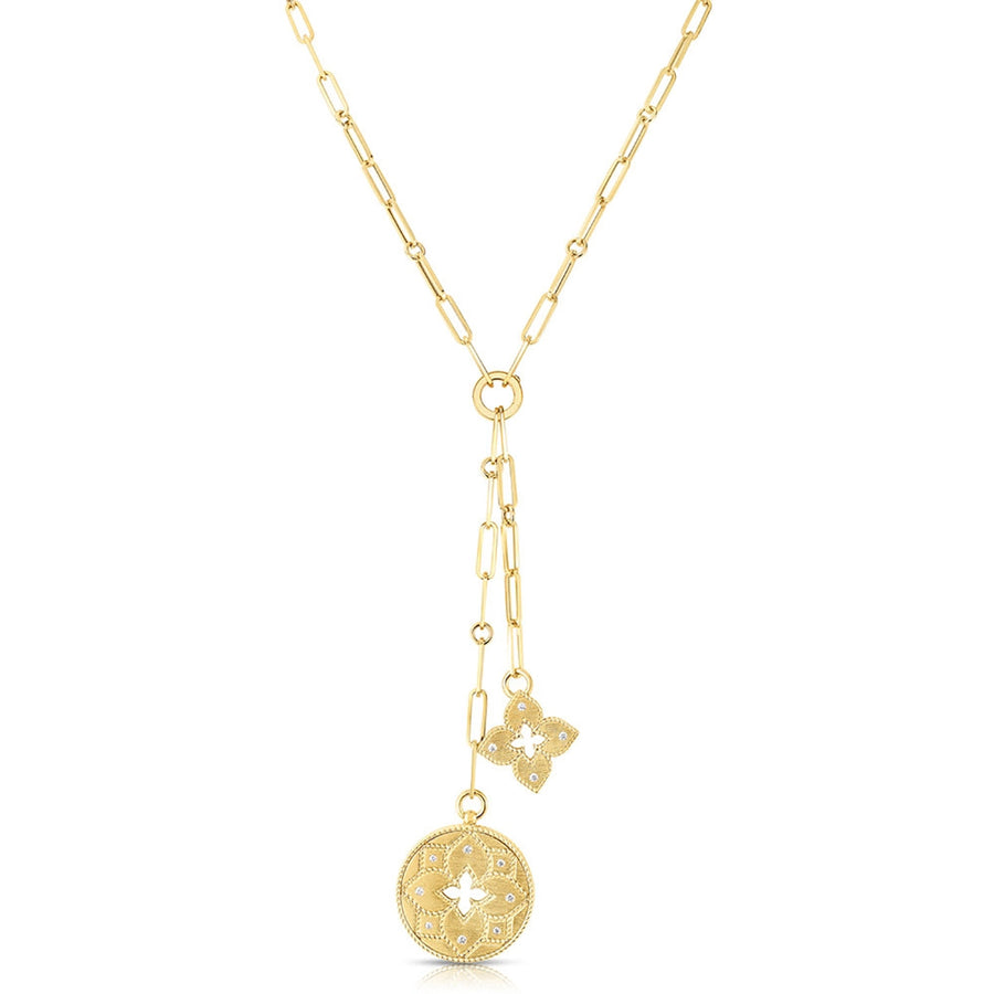 Venetian Princess Diamond Medallion on Paperclip Link Chain in 18K Yellow Gold, 22in