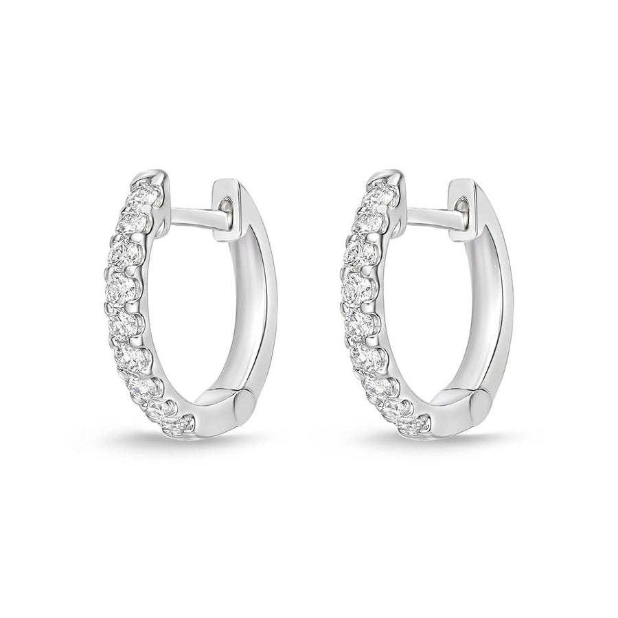 Odessa 0.24-0.27ct Diamond Huggie Hoop Earrings in 18K White Gold