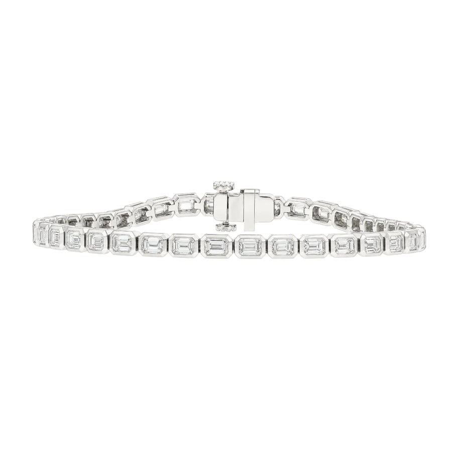 5.00ct Emerald Cut Diamond Bezel Tennis Bracelet in Platinum, 7"