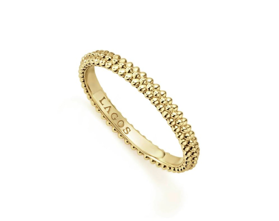 Caviar Gold Bead Stackable Ring in 18K Yellow Gold, size 7