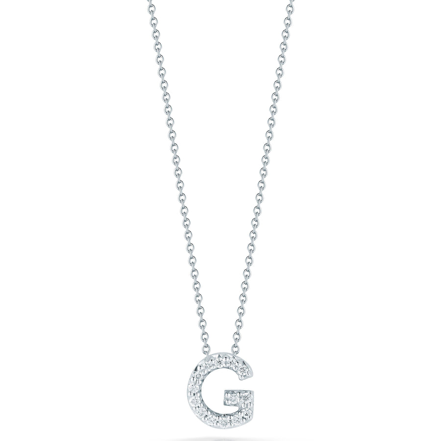 Tiny Treasure 0.6Ct Diamond Love Letter "G" Necklace in 18K White Gold