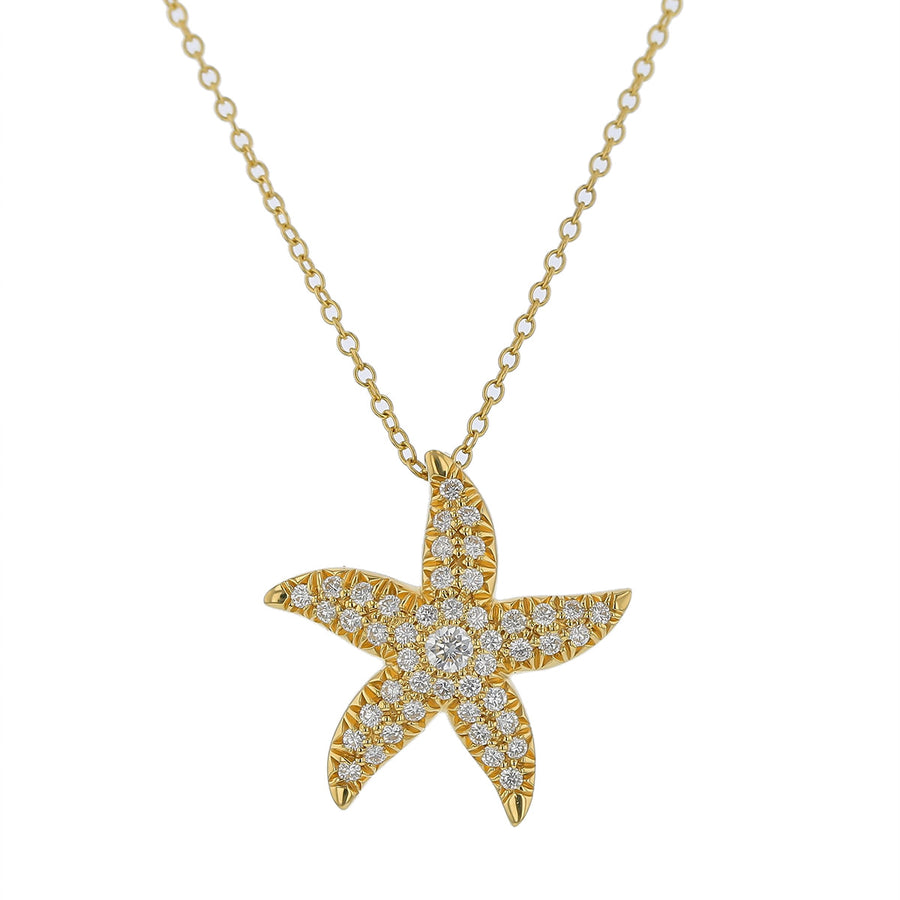 0.52ct Diamond Starfish Pendant in 18K Yellow Gold, 18"
