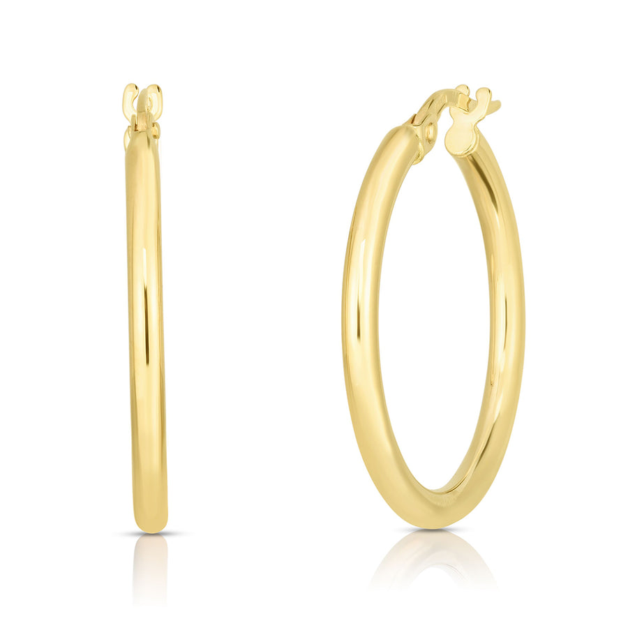 Perfect Gold Small Oval Hoop Earrings in 18K Yellow Gold, 25mm