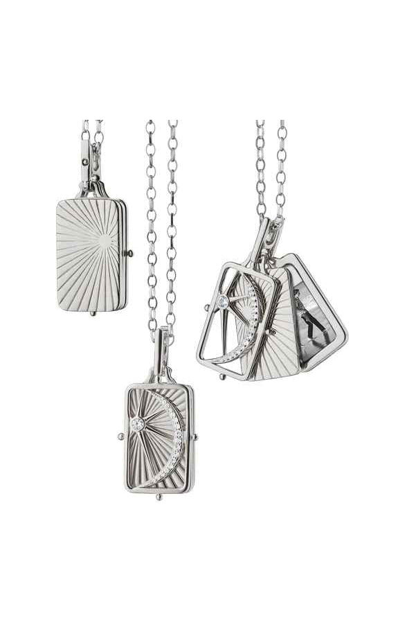 Sun, Moon and Stars 0.19ct Diamond Gate Locket without Chain in Sterling Silver