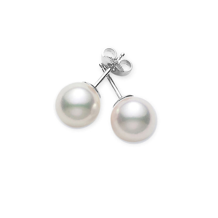 Everyday Essentials 7.5-8mm A+ Pearl Stud Earrings in 18k White Gold