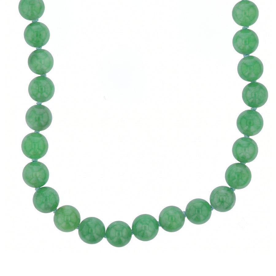 8.2mm Green Mottled Bead Necklace in 14K Yellow Gold 17"