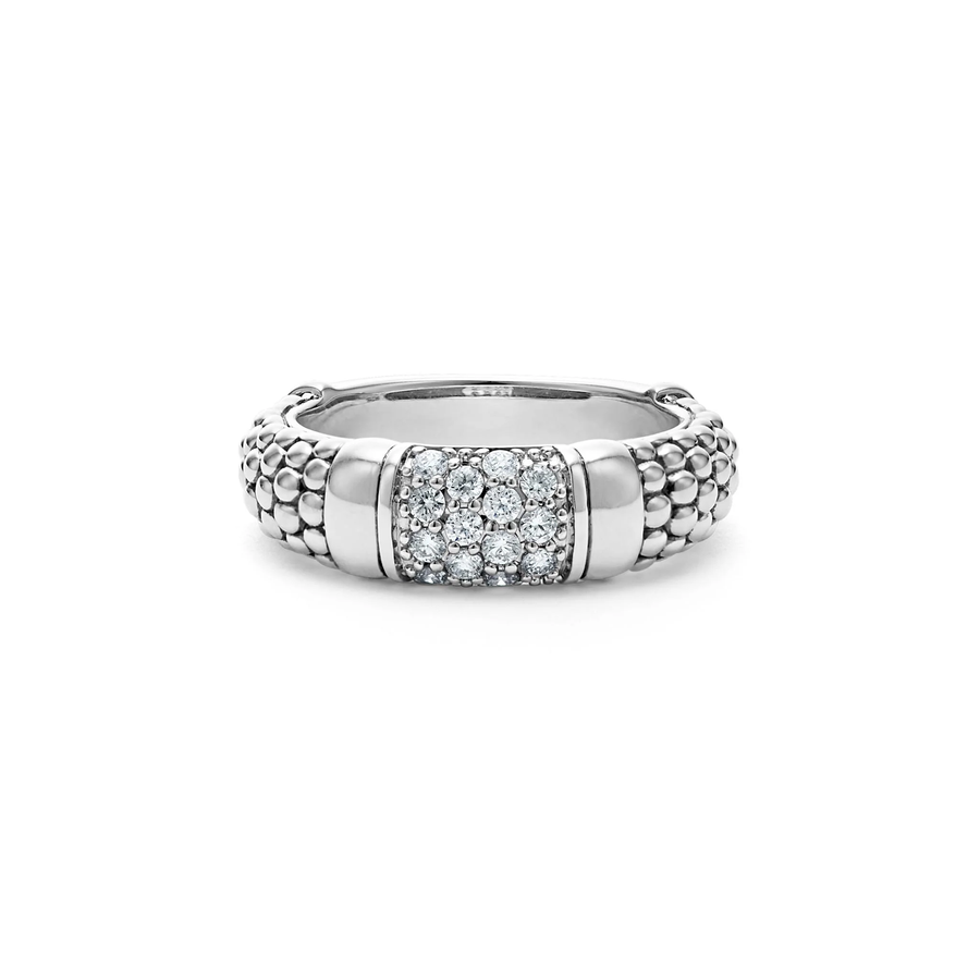 Signature Caviar 0.28ct Diamond 6mm Ring in Sterling Silver, size 7