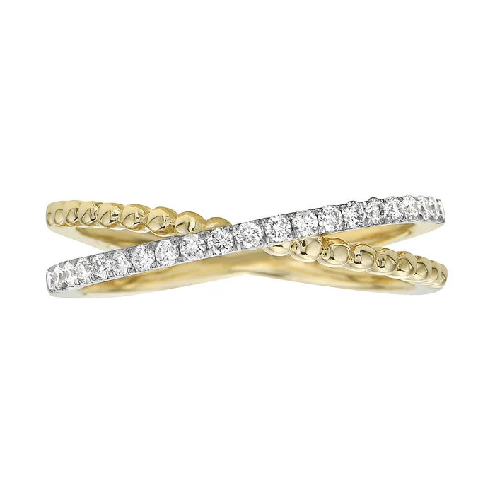 0.19ct Diamond Crossover Ring in 14K Yellow Gold, Size 6.25