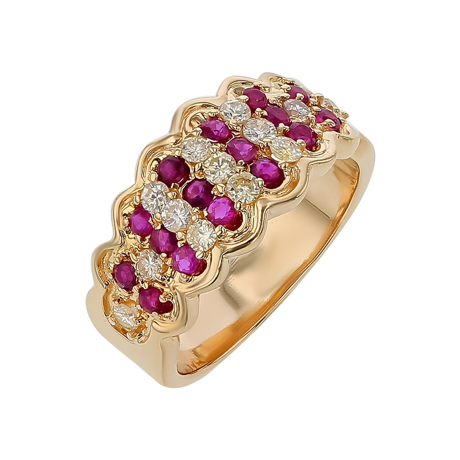 0.60ct Ruby and 0.30ct Diamond Ring in 14K Yellow Gold, size 6
