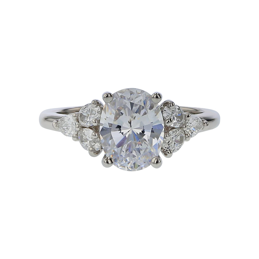 New Aire 0.55Ct Diamond Semi-Mount Ring for 2.00ct Oval Center in Platinum, Size 6