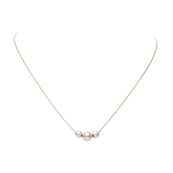 Pearls in Motion 5.5-7.5mm A+ Akoya Pearl Pendant in 18K Yellow Gold, 18" adjustable chain