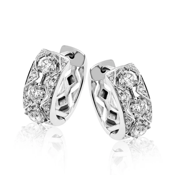 0.77ct Diamond Huggie Hoop Earrings in 18K White Gold