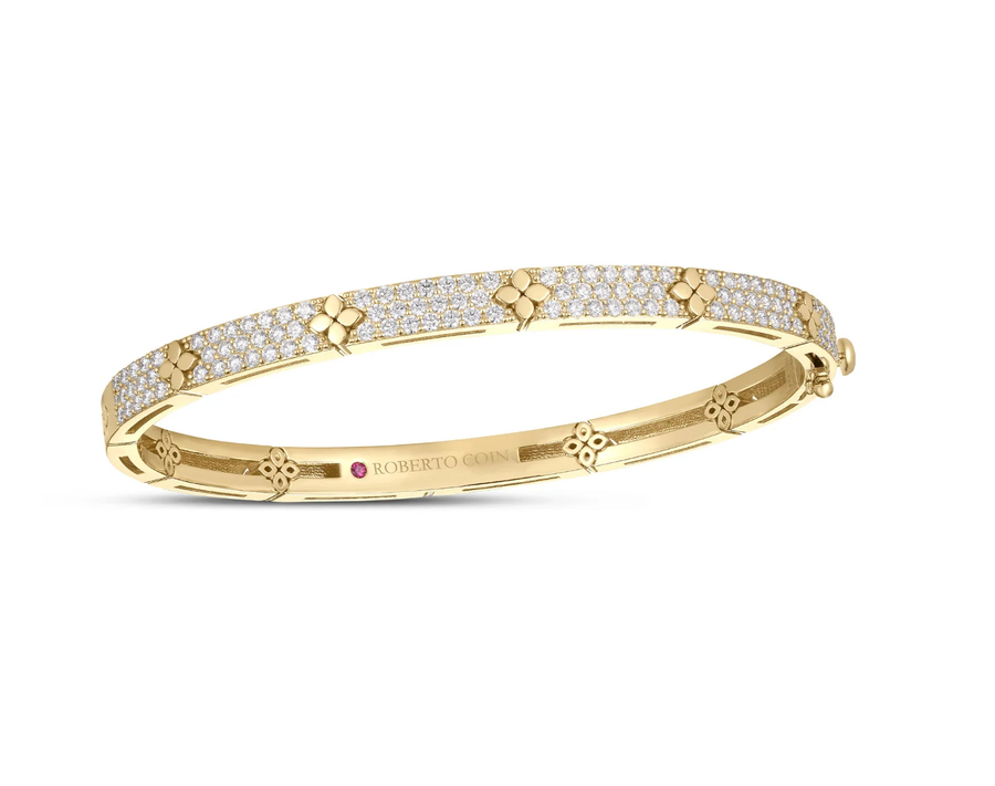 Love in Verona 1.45Ct Diamond Pave Bangle Bracelet in 18k Yellow Gold