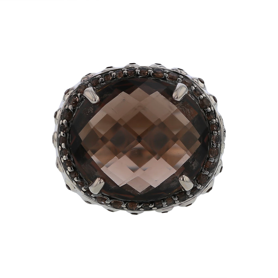 John Hardy Batu Bamboo Smoky Quartz Ring in Sterling Silver Size 8.25