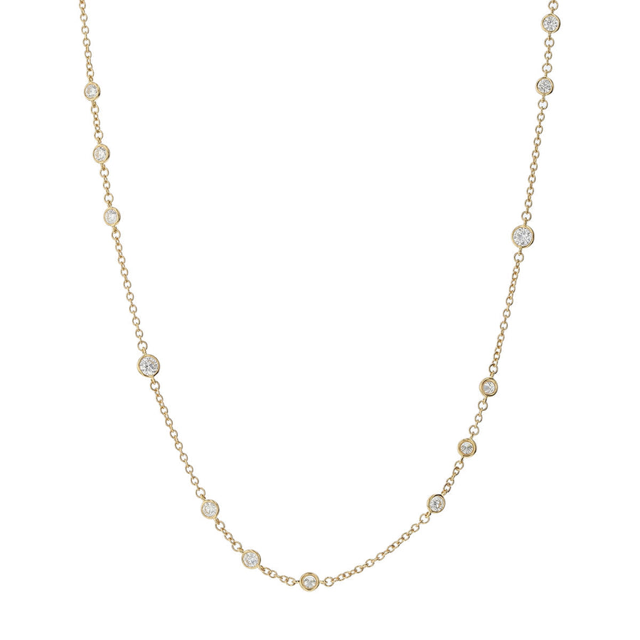 Cascade 0.72-0.81ct Diamond Stations Necklace in 18K Yellow Gold, 18" chain