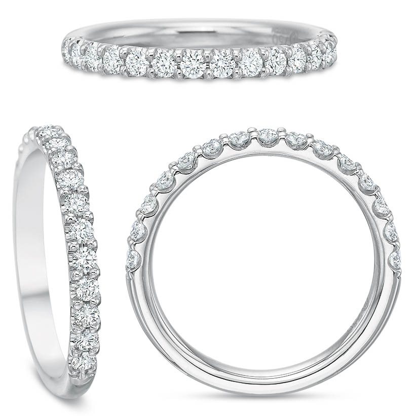 Comfort Fit 0.40ct Diamond Prong Set Band in 18K White Gold, Size 6