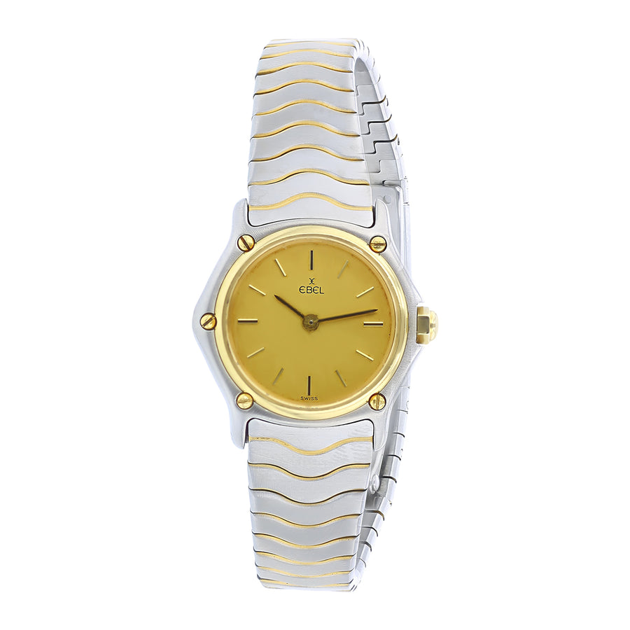 29mm Ebel Wave Watch with Champagne Dial in Stainless Steel and 18k Yellow Gold, Bracelet