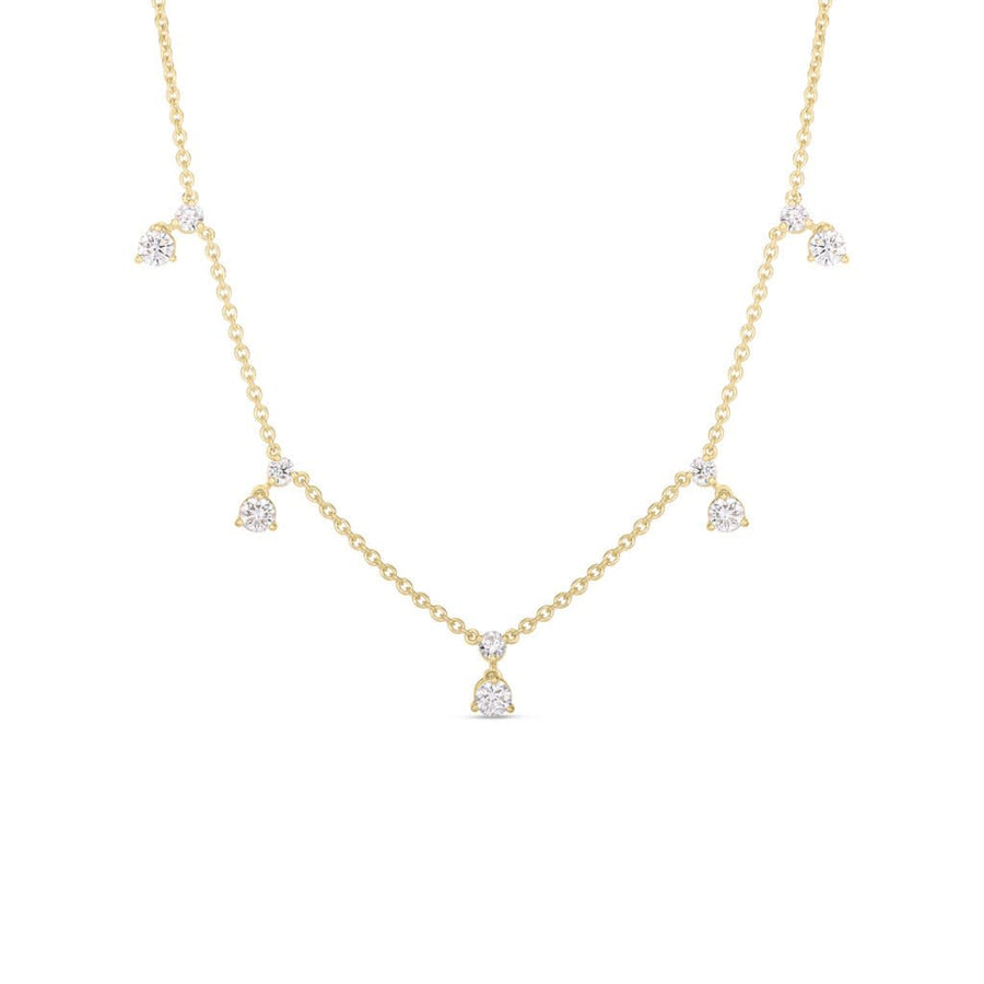 Diamonds by the Inches 1.28ct Round Diamonds 5 Station Necklace in 18K Yellow Gold, 19"