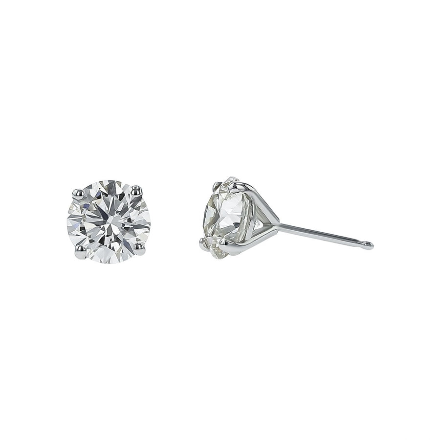 3.00ct Round Brilliant Diamond 4 Prong Stud Earrings in 14K White Gold