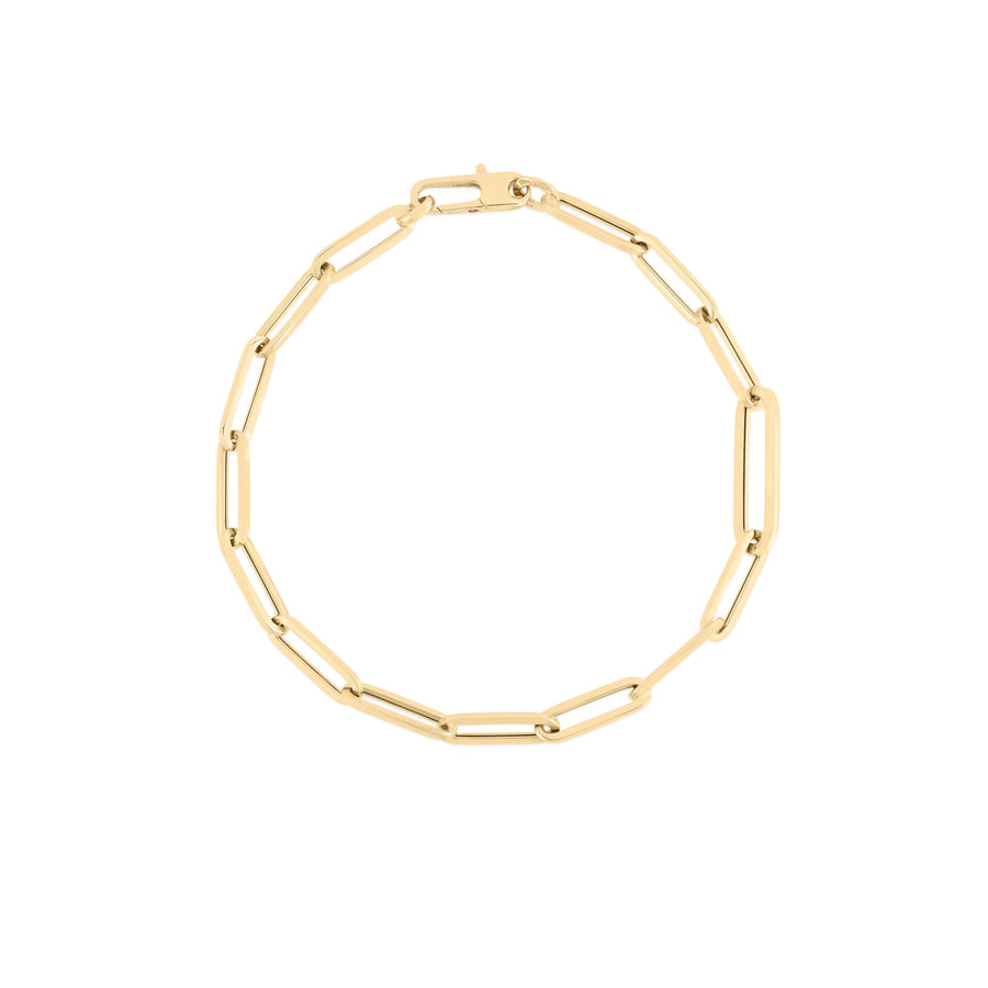Designer Gold Alternating Paperclip Link Bracelet in 18K Yellow Gold, 8"