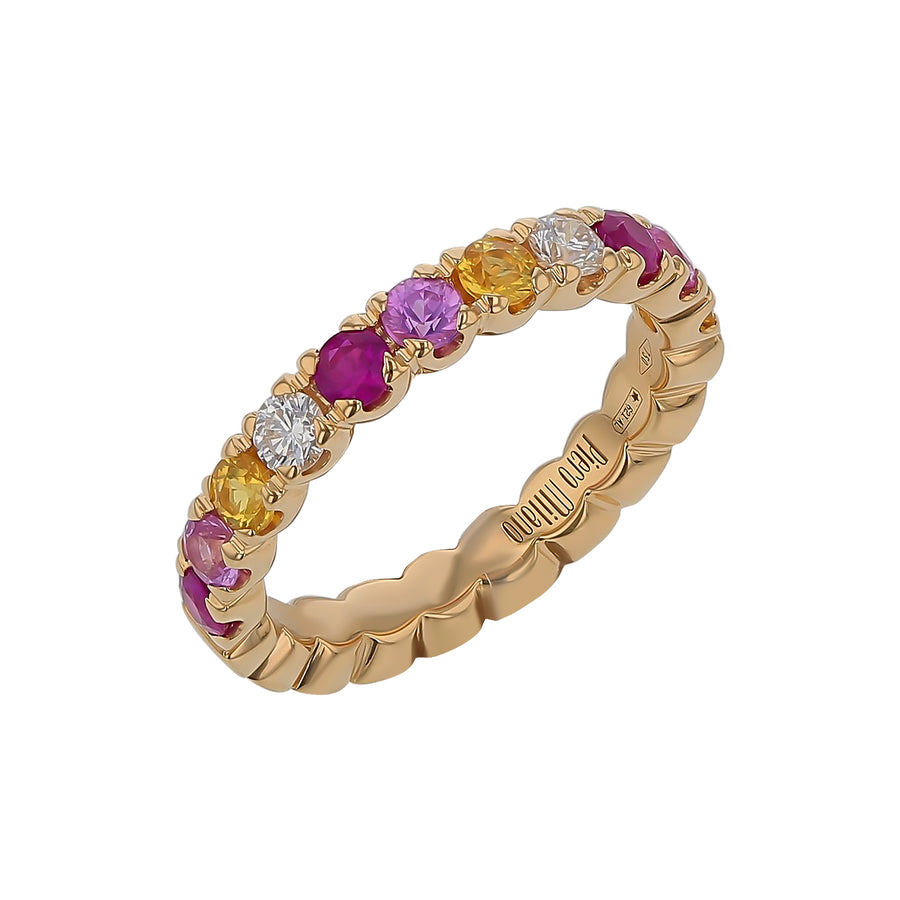 1.12ct Sapphire and 0.18ct Diamond Partway Band in 18k Yellow Gold