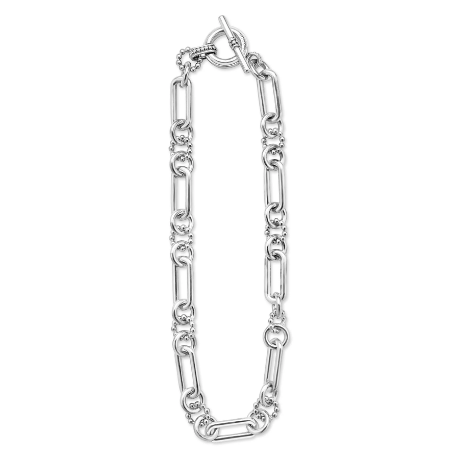 Signature Caviar 15mm Link Necklace in Sterling Silver, 20"
