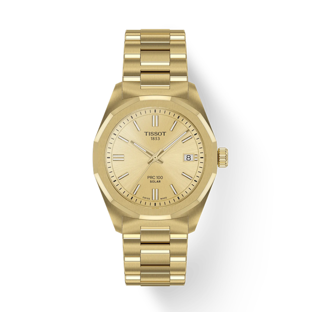 34mm PRC 100 Solar Watch with Champagne Dial in Stainless Steel with Yellow Gold PVD, Bracelet