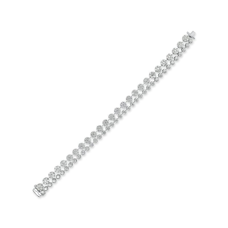 6.62ct Round Diamond 2 Row Tennis Bracelet in 18K White Gold, 7"