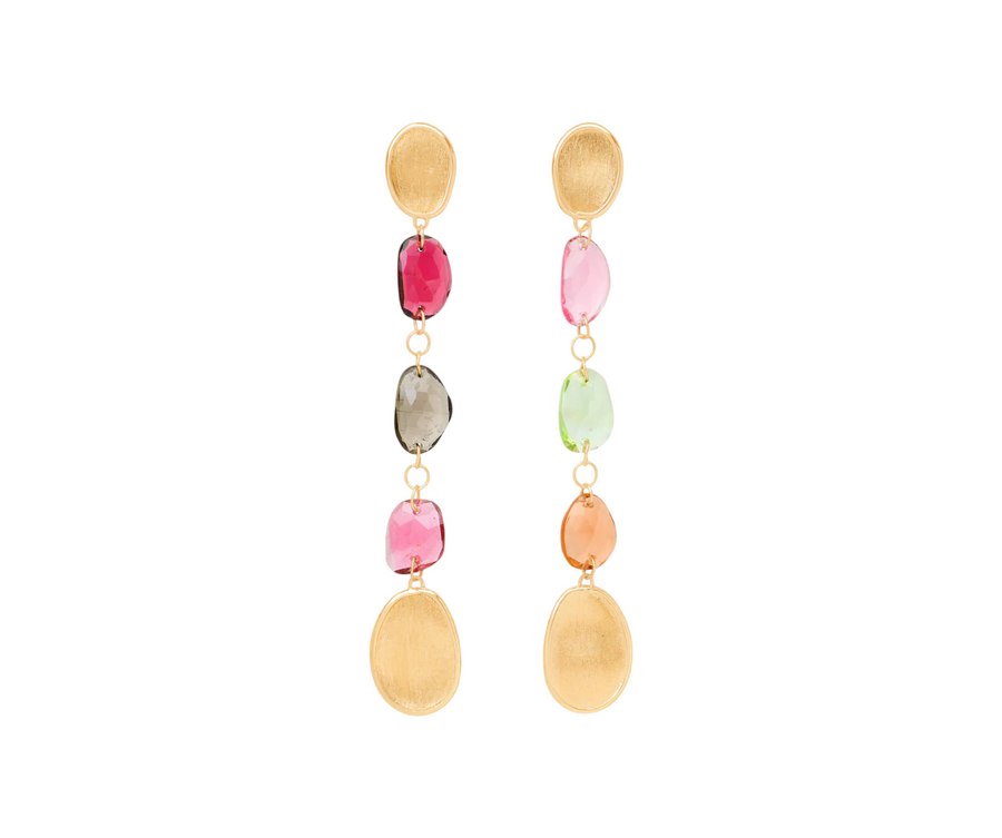 Lunaria Mixed Tourmaline Drop Earrings 18K Yellow Gold