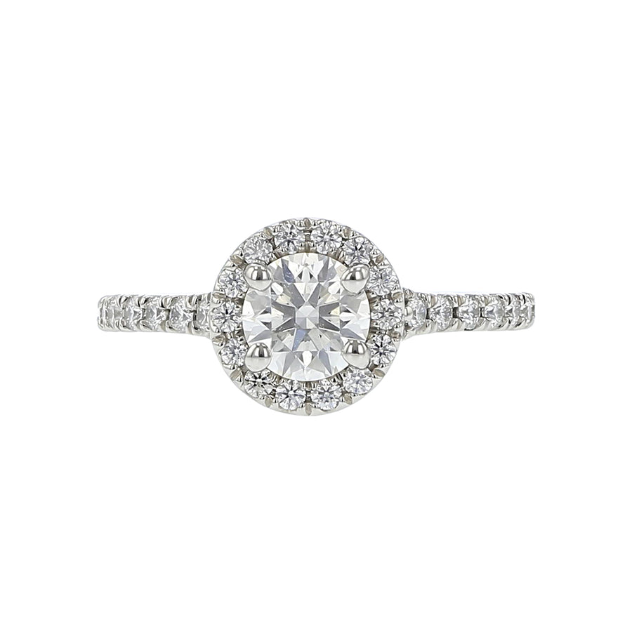 Transcend 0.70-0.75ct Dimond and 0.35-0.55ct Diamond Halo Ring in Platinum, size 6.5