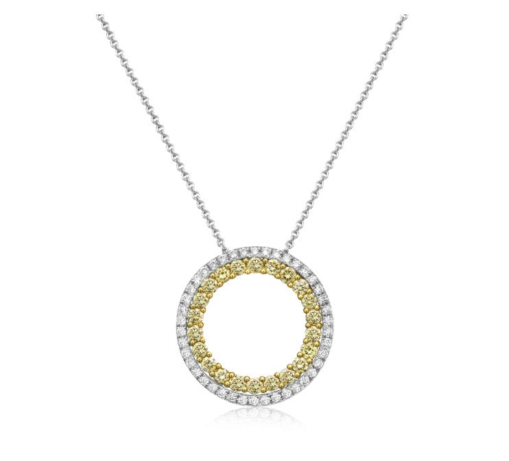 0.73ct Diamond and 0.32ct Diamond Circle of Life Pendant in 18K White and Yellow Gold, 18" chain