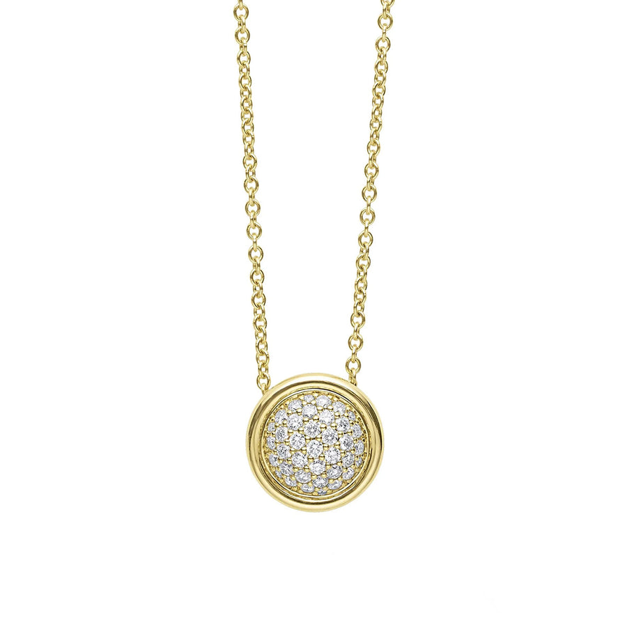Meridian 0.69ct Diamond Pave Circle Necklace in 18K Yellow Gold, 16-18"