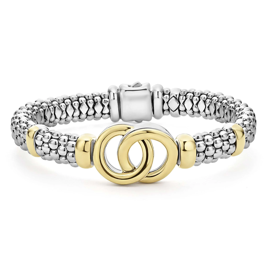 Signature Caviar 9mm Interlocking Rope Bracelet in 18K Yellow Gold and Sterling Silver, size 7
