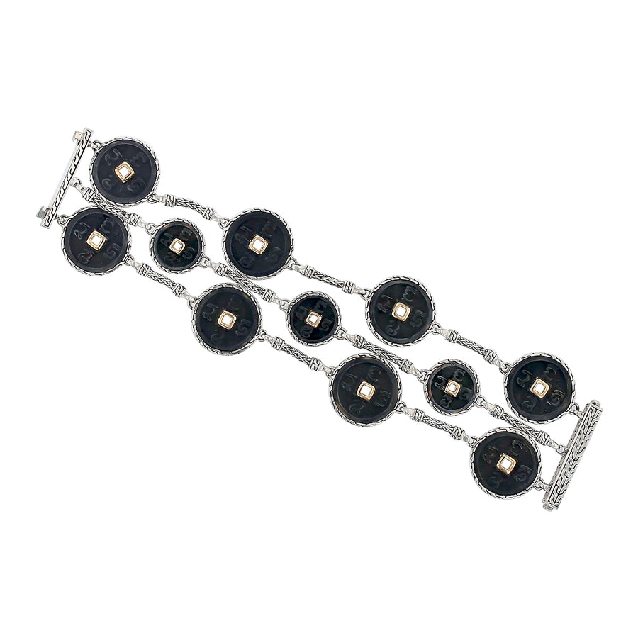 John Hardy Black Disc 3 Row Bracelet in Sterling Silver